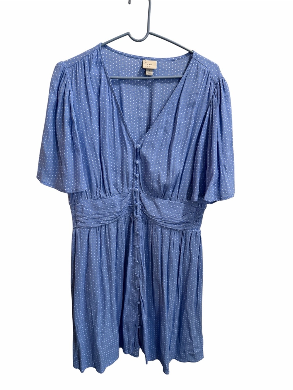 a new day Light Blue Polka Dot Button-Front Dress size medium